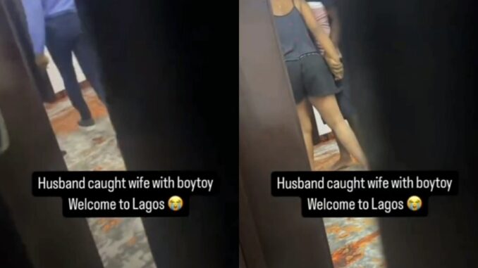 Husband catches wife cheating with driver in Lagos hotel, resulting in violent fight (video).